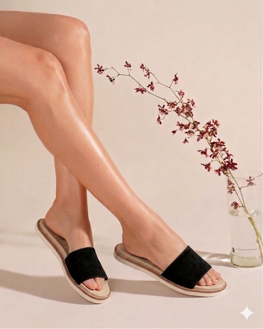 Sandales Suede Daim Noir Femme image 7