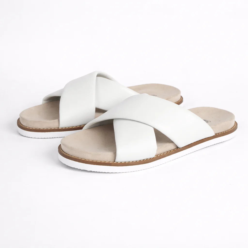 Sandale Croisée R Cuir Blanc