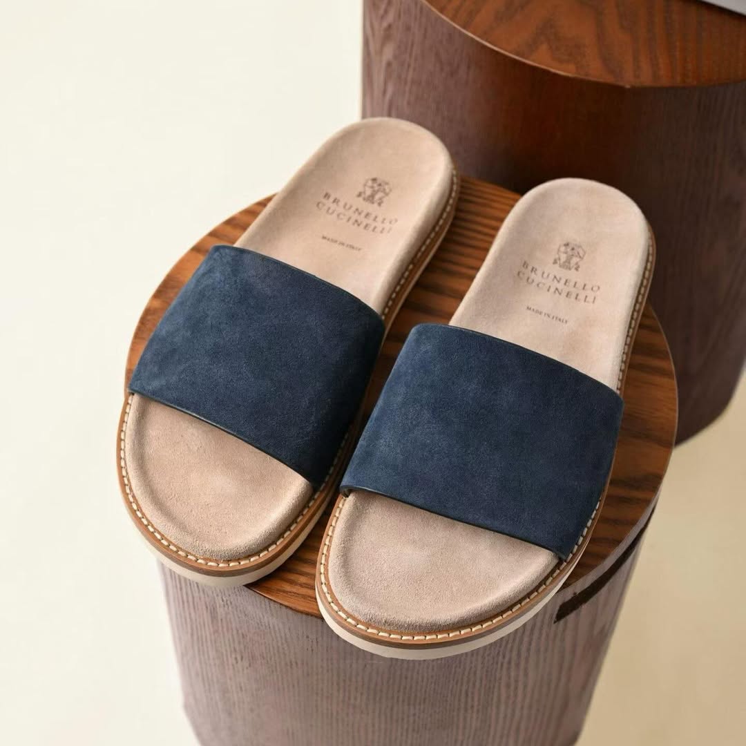 Sandales Suede Daim Bleu Femme